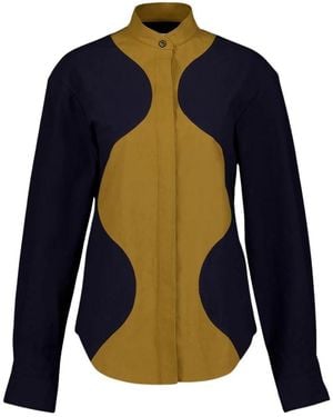 Colville Geometrisches Colorblock Baumwollhemd - Blau