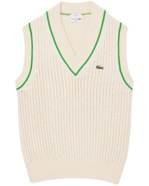Lacoste V-Neck Knitwear - Natural
