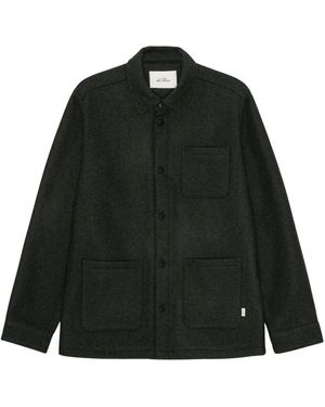 Les Deux Jassen ,Groen ,Wol Rechte Wolmix Overshirt - Zwart
