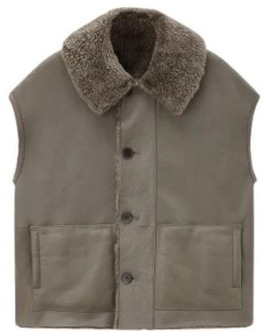 JOSEPH Jassen ,Grijs ,Leer Omkeerbaar Shearling Gilet - Bruin