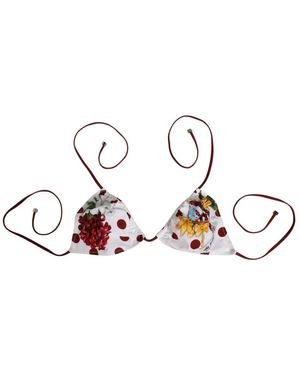 Dolce & Gabbana Rode Polka Dot Bloemen Driehoek Bikini - Meerkleurig