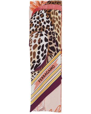 Ferragamo Accessoires ,Veelkleurig ,Zijden Sjaal - Roze