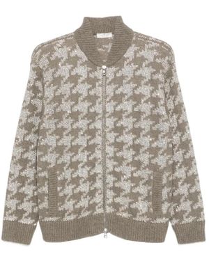 Panicale Truien & Vesten ,Grijs ,Pailletten High-Neck Zip Cardigan