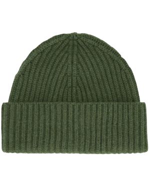 Moorer Accessoires ,Groen ,Kasjmier Kasjmier Ribgebreide Muts