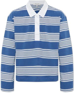 Rag & Bone Tops ,Blauw ,Katoen Kelly Boxy Gestreepte Long-Sleeve Polo