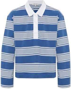 Rag & Bone Kelly Boxy Gestreiftes Langarm-Polo - Blau