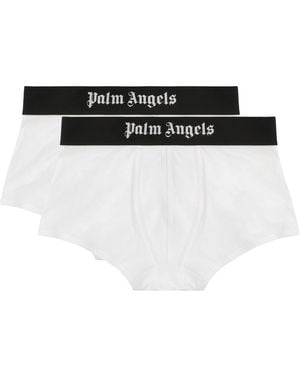Palm Angels Ondergoed ,Wit ,Katoen Set Van Twee Katoenen Boxers Met Elastische Band - Zwart