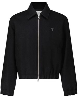 Ami Paris Wolljacke mit logo-patch - Schwarz