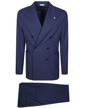 Manuel Ritz Double Breasted Suits - Blue