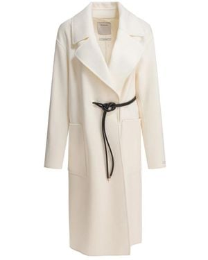 Sportmax Eleganter Weißer Wollmantel Aw25 - Natur