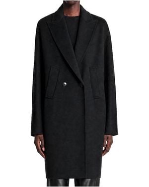 Max Mara Jassen ,Zwart ,Wol Dubbele-Breasted Wollen Broadcloth Jas