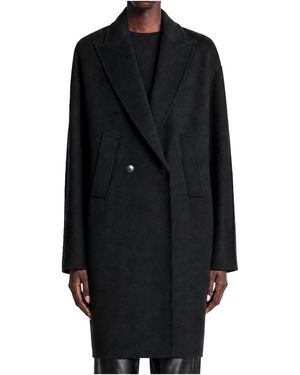 Max Mara Jassen ,Zwart ,Wol Dubbele-Breasted Wollen Broadcloth Jas