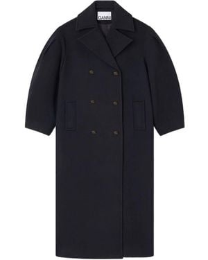 Ganni Double-Breasted Coats - Blu