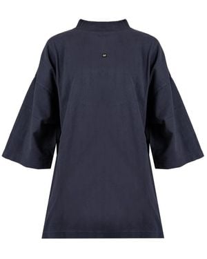 Yeezy Tops ,Blauw ,Katoen Logo Oversized T-Shirt
