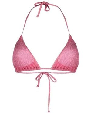 Moschino Badmode ,Roze ,Polyester Smiley Lurex Jersey Triangle Bikini Top