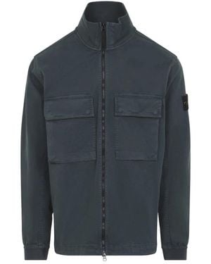 Stone Island Cotton Shirt Jacket - Blauw