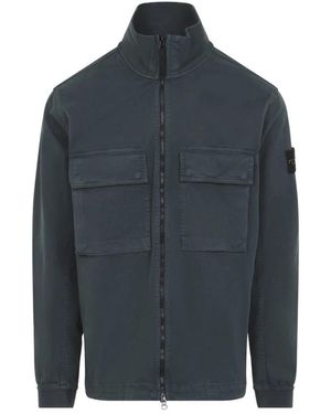 Stone Island Cotton Shirt Jacket - Blauw