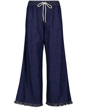 Zimmermann Broeken ,Blauw ,Katoen Rhiannon Fringe Wide Leg Broeken