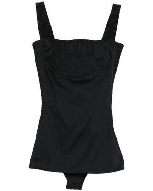GIMAGUAS Tops ,Zwart ,Katoen Zwarte Vierkante Halslijn Katoenmix Bodysuit