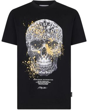 Philipp Plein Jersey T-Shirt Plein Skull Baroque Dots - Zwart
