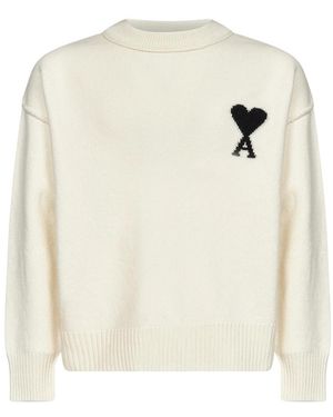 Ami Paris Ami De Coeur Rundhals-Pullover - Weiß