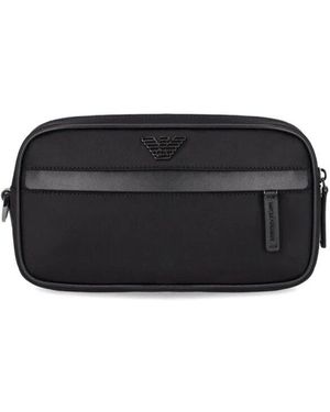 Emporio Armani Schwarze Nylon-Kosmetiktasche