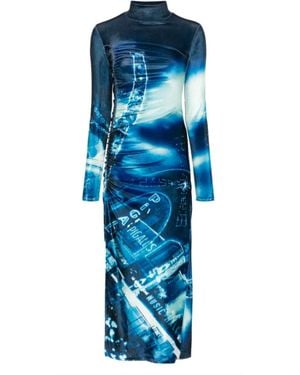 Jean Paul Gaultier Pigalle Gathered Velvet Dress - Blue