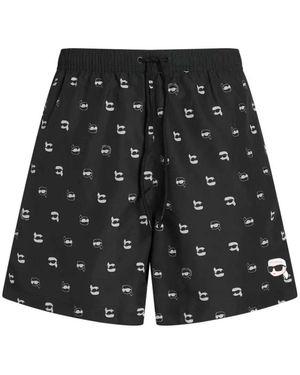KARL LAGERFELD Ikon Dot Aop Med Boardshorts - Zwart