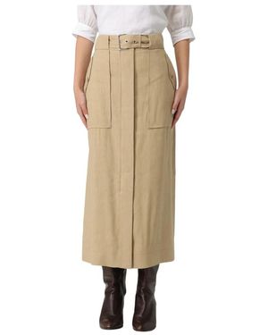 Alberta Ferretti Rokken ,Linnen Stretch Longuette Rok - Naturel