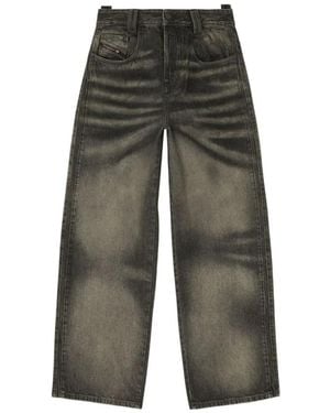 DIESEL Broeken ,Zwart ,Katoen Relaxed Jeans High Waist 1982 D-Hakou - Grijs
