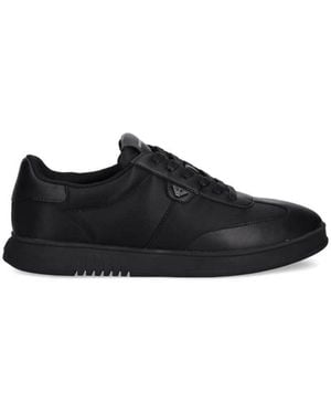 Emporio Armani Leather Trainers - Black