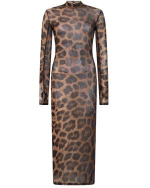 Philipp Plein Kleedjes ,Bruin ,Polyester Lange Jurk