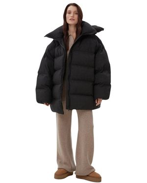 ESTRO Jassen ,Zwart ,Polyester Oversized Quilted Puffer Jas