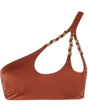Miss Bikini Badmode ,Bruin ,Fascia Monospalla Doro - Rood