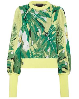 Philipp Plein Truien & Vesten ,Veelkleurig ,Leer Pullover Round Neck Hawaii - Groen