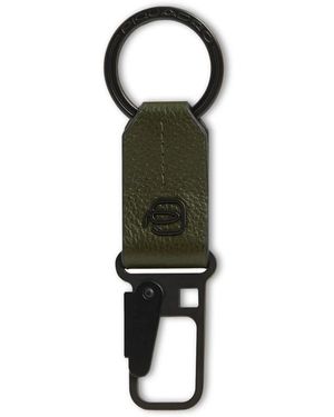 Piquadro Accessoires ,Groen ,Leer Karabijn Sleutelhanger