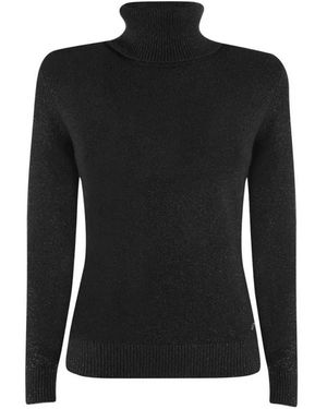 Yes-Zee Zwarte Viscose Trui Met Rolkraag