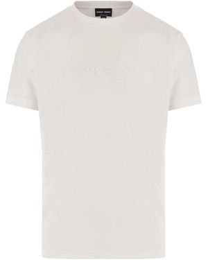 Giorgio Armani Tops ,Wit ,Katoen Pure Cotton Interlock Signature Logo T-Shirt