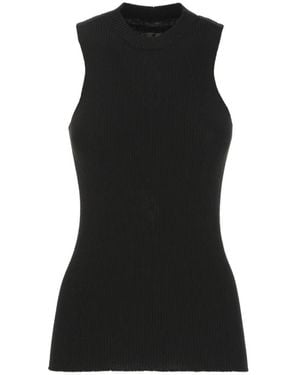 Rick Owens Tops ,Zwart ,Wol Ribbed Wool Top