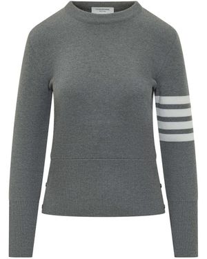 Thom Browne Truien & Vesten ,Grijs ,Wol Milano Stitch Merino Wol Trui