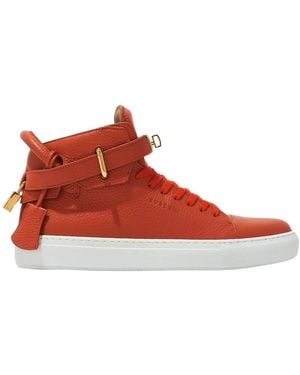 Buscemi Oranje Leren High-Top Sneakers Met Logo - Rood