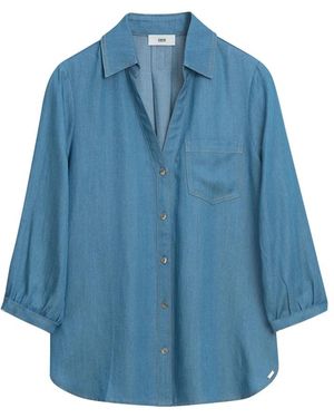 Cinque Overhemden ,Blauw ,Casual Blouse Met Was Effect