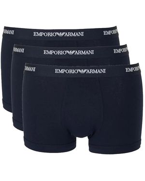 Emporio Armani Stretch Katoenen Boxer 3-Pack - Blauw