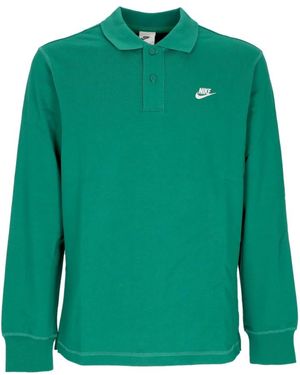 Nike Fitness ,Groen ,Katoen Lange Mouw Polo Club Malachiet/Wit