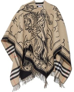 Burberry Wollponcho Mit Druck - Natur
