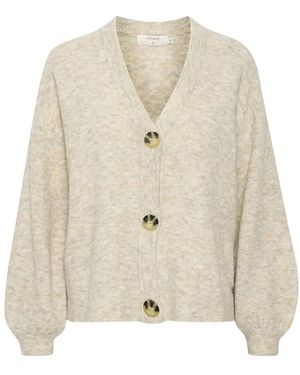 Cream Truien & Vesten ,Wol Oversized Gebreid Vest Met Pofmouwen - Naturel