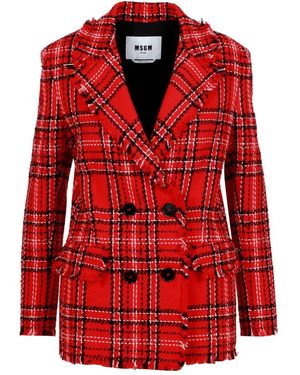 MSGM Jassen ,Rood ,Tweed Double-Breasted Tweed Jas