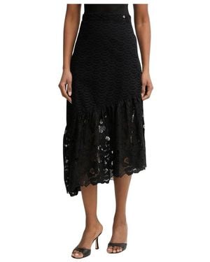 Guess Rokken ,Zwart ,Katoen Midi Rok Met Oogjes