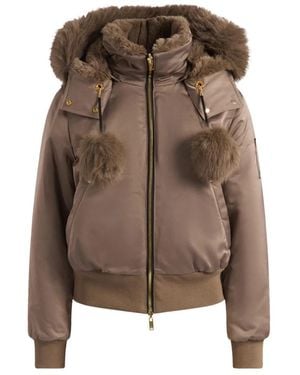 Moose Knuckles Jassen ,Bruin ,Satijn Luxe Satijnen Omkeerbare Bomberjack