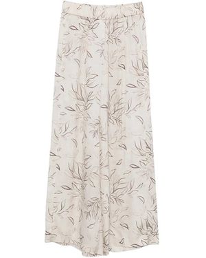 Peserico Palazzo Broeken Met Bloemenprint - Naturel